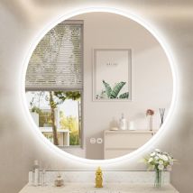 Freosen - Badezimmerspiegel, Rund, Beleuchtet, 80 Cm, Badezimmerspiegel Mit Led, 3 Lichtmodi, Dimmbar, Beschlagfrei, Ip44