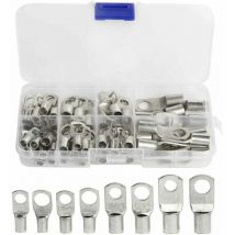 60 Pcs Cosses électrique Trou boulon en Cuivre étamé Connecteurs sc à sertir/souder pour cable de 6mm2 8mm2 10mm2 16mm2 25mm2 Argent
