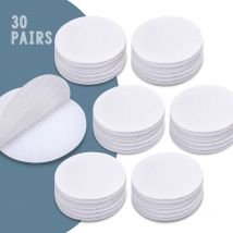 Beijiyi - 60 pcs Velcr Rond 5 cm, 30 Pairs Scratch Rond 50 mm Blanc, Scratch Adhésif Rond, Scratch Autocollant Rond Hook Loop Adhésives pour