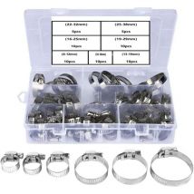 Cyslmuk - 60 Pièces Colliers de Serrage 7 Tailles 8-38mm Plage Réglable en Acier Inoxydable Serre Joints à Tuyau pour Fixation Famille Tuyau d'eau