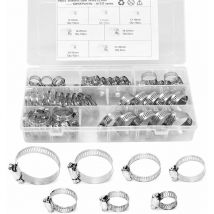 KMS - 60 abrazaderas de manguera de acero inoxidable de 6 a 38 mm, ajustables, surtido de 7 tamaños para tuberías de agua, tanques, tubos