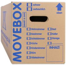60 Umzugskartons Movebox Smart & Safe 2-wellig 25 kg belastbar Beschriftungsfeld Griffverstärkung
