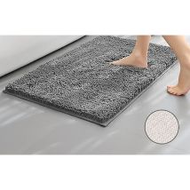 (60 X 40 Cm, Dunkelgrau) Flauschige Chenille-mikrofaser-badematte, Weich Und Komfortabel, Super Saugfähig, Rutschfest, Dick Fürs Badezimmer