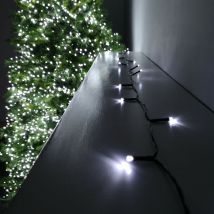 Premier Decorations - 600 led 60m Premier Christmas Outdoor 8 Function Battery Timer Lights Cool White