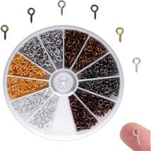 600 Pièces Vis a Oeil Mini Oeillets à Visser Crochets à Visser pour Création de Bijoux Bricolage Artisanat Perles, 6 Couleurs, 8mm4mm