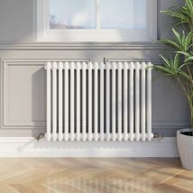 Galiflo - 600 x 830mm Double Bar Horizontal Traditional Colosseum White Column Radiator
