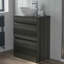 600mm Bathroom Vanity Unit Countertop Oval Basin Charcoal Grey