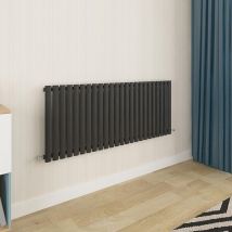 Biubiubath - Oval Column Radiator 600x1416mm Single Black