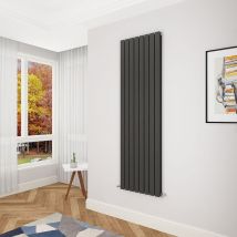 Acezanble - Black Flat Panel Radiator 1800 x 544mm Double Panel - Black