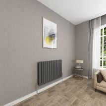 Sky Bathroom - Anthracite Double Radiator Horizontal Fat High Heat Conduction Radiator 600x884mm, Suitable For Multiple Rooms - Anthracite
