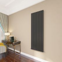 Aica Sanitaire - aica White Radiator Vertical Single Flat Panel High Thermal Conductivity Radiators 1600x544mm Suitable for Many Rooms - Black