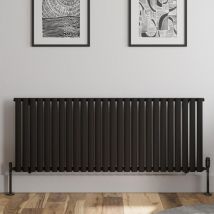Duratherm - Black Oval Column Designer Radiator Vertical Horizontal 600 x 1560mm Single Panel