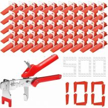 601 Pièces Kit Nivellement Carrelage avec 500 Pinces Cale Carrelage Pour Carreaux De 2 Mm, 100 Nivellement Carrelage Cales Réutilisables Et 1 Pince à