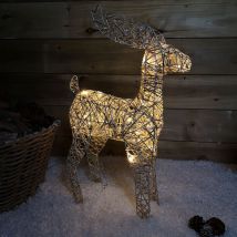 Jingles - 60cm Gold Wicker Large led Illuminated Christmas Reindeer Figures Indoor Decoration