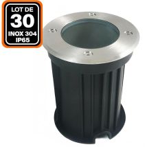 Europalamp - 30 Bodeneinbaueinbaustrahlers Rund Edelstahl 304 Etern Ip65 Gu10