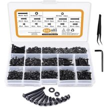 610pcs Vis à tête hexagonale à tête ronde m3 boulons à vis pour machines en acier allié de classe 14.9
