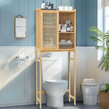 62' Rattan Toilet Storage Cabinet Over the Toilet Bamboo Rack Bathroom Organizer