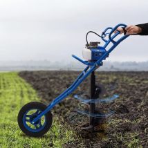 Senderpick - 63CC Creuseur de trous de poteaux 3HP Moteur à gaz Tarière de terre à essence Brouette de terre avec mèche de 11' pour forage de clôture