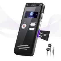 64GB Voice Recorder with Playback - 3072Kbps Hours of Audio Recording with Noise Reduction for Interviews/Classes/Meetings