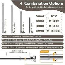 65-160CM Extendable Curtain Tension Rod Telescopic Shower Pole Rail Wardrobe