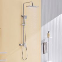 Auralum - Colonne de Douche Noir avec Mitigeur Monocommande, Hauteur RéGlable Ensemble de Douche avec Douchette, Pommeau de Douche et Barre de
