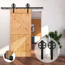 Jn.songs - 6,56FT/200CM Quincailleri Kit de Rail pour Porte Simple Coulissante de Grange en Bois Ensemble Industriel pour Porte SuspendueNoir Kit