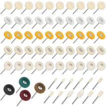 66 pcs Tampon de polissage Roue, Roue de Polissage en Laine avec poignée Outil Rotatif, Têtes De Polissage, Tête De Meule En Feutre, Accessoires De