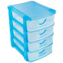 684203 Cajonera coccinella 4 estantes de plástico rígido y colores 13x17x18 cm Color: Azul claro