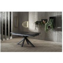 Sololed - Table extensible de 160cm à 240cm plateau moderne en céramique sur verre trempé Portoro