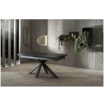 Ausziehbarer Tisch Von 160 Cm Auf 240 Cm, Moderne Keramikplatte Auf Portoro Aus Gehärtetem Glas - Sololed