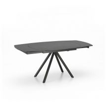 Sololed - Table extensible Kyoto Four en verre trempé gris graphite jusqu'à 180 cm