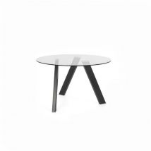 Sololed - Table Fixe Rondò en Verre Trempé et Pieds Anthracite