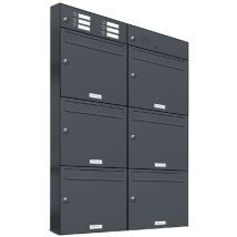 6er Briefkasten Anlage Aufputz - Wandmontage ral 7016 Anthrazit Klingel