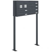 6er Briefkastenanlage Standsystem Durchwurf - Klingel ral 7016 Anthrazit