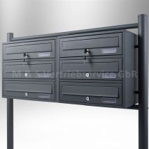 Bituxx - 6er Doppel Briefkastenanlage Grau 6 fach Standbriefkasten Postfach Briefkasten - Grau