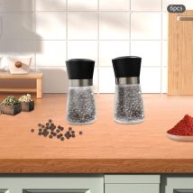6er Gewürzmühle, Salz Und Pfeffermühle, Kaffeemühle, Gewürzmühle Glas, Manuelles Glasmahlwerk Für Die Küche Ohne Gewürzinhalt