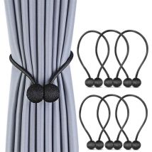 6er-Pack magnetische Vorhang-Raffhalter für Vorhänge, Gardinen, Wohnzimmer- oder Bürodekoration, kein Werkzeug erforderlich (schwarz)