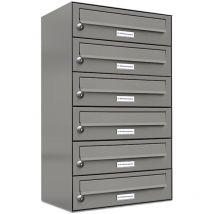 Al Briefkastensysteme - 6er Premium Briefkasten Aluminiumgrau ral Farbe 9007 für Außen Wand Postkasten 1x6