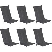 6er Set Beautissu Hochlehner Auflage Loft hl 120x50x6cm Graphitgrau