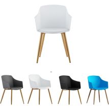 Einzelner Eden-Kunststoffstuhl mit Kunstlederkissen - Gepolsterter Esszimmerstuhl für Esszimmer, Küche - Weiß