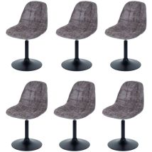 6er-Set Esszimmerstuhl HHG 837, Küchenstuhl Stuhl Drehstuhl, Stahl mvg Stoff/Textil Chenille (465g/m²) braun