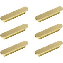 6er Set Goldgriffe Küchenmöbelgriff Messing Gebürstet Gold Achsabstand 96mm - Schrankgriffe Möbelgriff