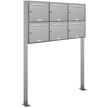 6er V2A Edelstahl Standbriefkasten Anlage Freistehend