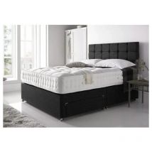 Sr Living Ltd - 6FT black Linen Divan Bed Set With Coolblue memory foam spring mattress 10 inch Headboard 20 inch and 2 Drawers.