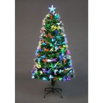 Shatchi - 6Ft/180cm Flowers Fibre Optic Christmas Tree led Pre-Lit