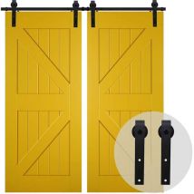 305cm/10FT Binario per Porta Scorrevole Kit Scorrevole per Porta della Stalla per Doppia Porta Carico 150kg Nero