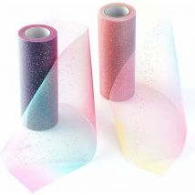 Ensoleille - 6 pouces 10 yards/30 pieds arc-en-ciel paillettes tulle rouleau tissu tutu jupe de table ruban de table tulle filet pour ruban de tulle