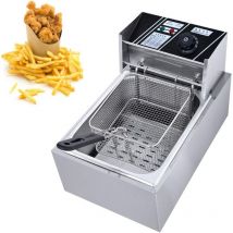 Senderpick - 6L 2500W Friteuse électrique Acier inoxydable Cuisine professionnelle Zone froide Friteuse Résistance immergée, Contrôle de la
