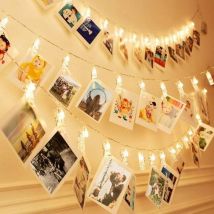 6M 40 Led Guirlande Lumineuse Photo, Guirlande Photo Led, Guirlande Porte Photo Mural, Porte Photo Pince pour Fête, Décoration, Mariage