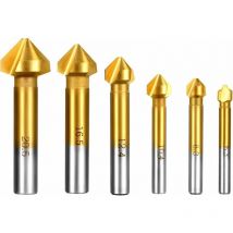 6Pcs 90° hss Fraise à Noyer Titane Conique Cylindrique Trois Taillants Outil de Vis Convient Pour diy